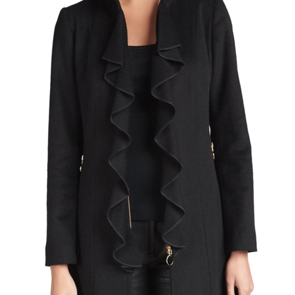 T Tahari ‘Kendra’ Ruffle Coat - Picture 3 of 8